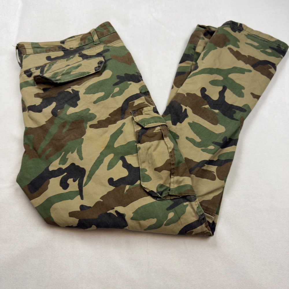 Smoke Rise Mens Camo Cargo Pants Woodland Camouflage Green Brown 38x34